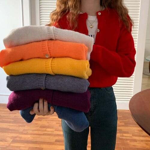 7 colors 2021 autumn korean style soft knittd Sweater cardigans womens loose sweaters womens Outwear Coats (C8061