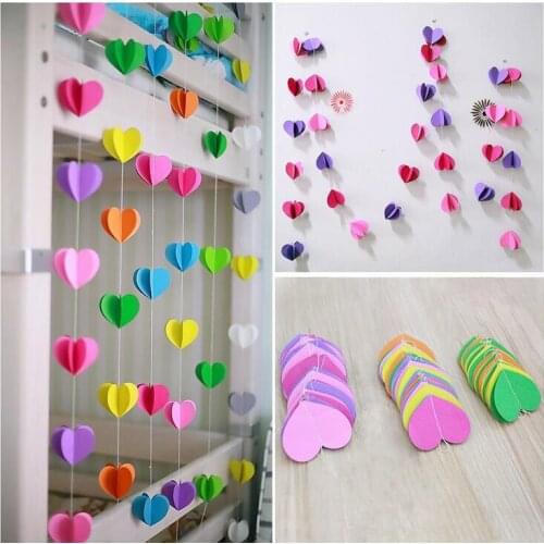 10pcs/Lot 3 Meters Multicolor Paper Heart Garland Holiday Party Birthday Baby Shower Venue Hanging Decoration
