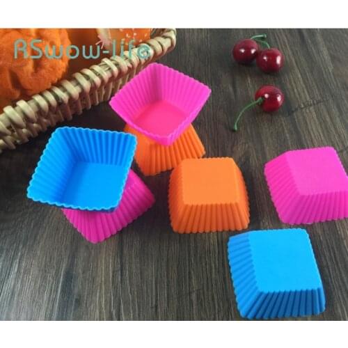 10Pcs DIY Baking Tools High Temperature Silicone Cake Mold Square Silicone Muffin Cup 7cm Cake Cup Mould For baking accessories