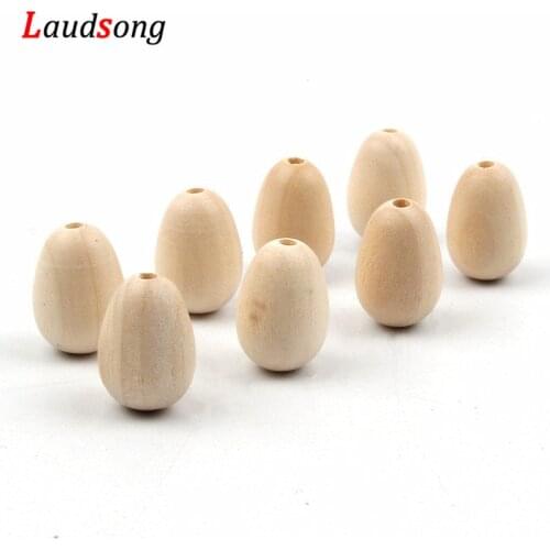 20pcs 14x20mm Natural Egg Shape Lead-free Unfinished Loose Wood Beads For Jewelry Baby Pacifier Chains Making DIY Accessories