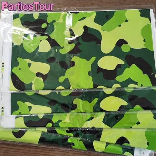 4pcs Camouflage Tablecloth Military Green Camo Tablecover Disposable Plastic Tablecloth for Army Soldier Camouflage Party Decor
