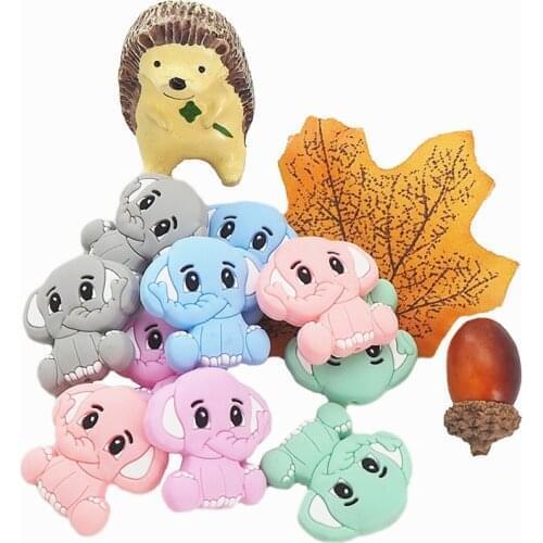 Chenkai 50PCS BPA Free Elephant Baby Teething Beads Cute Silicone Beads For Food Grade Infant Nursing Teether Toy Accessories