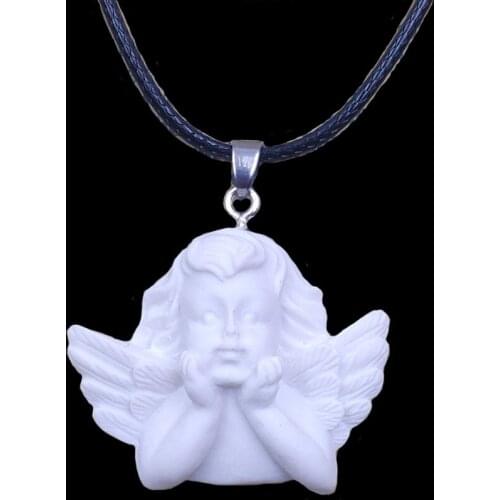 9 Styles White Resin Music Religion Angel Rope Pendant Necklace Gift For Women Men Boy Girl Drop Shipping CO001-009