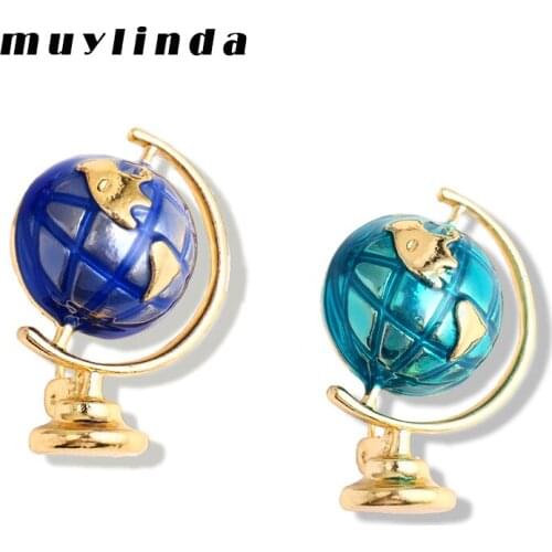 Muylinda Metal Globe Form Brooch Enamel Personalized Pins Banquet Clothes Clip Scarf Badge Human Costume Suit Brooches Jewelry