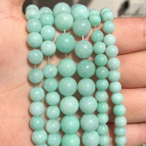 Wholesale Natural Blue Amazonite Beads Round Loose Stone Beads 15"4 6 8 10 12mm For Jewelry Making DIY Bracelet Pendant Necklace