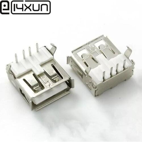 EClyxun 2/5/10pcs USB 2.0 4Pin A Type Female Socket Connector 2 Feet 90 Degree Data Transmission Charging Plug Adapter PCB Cable