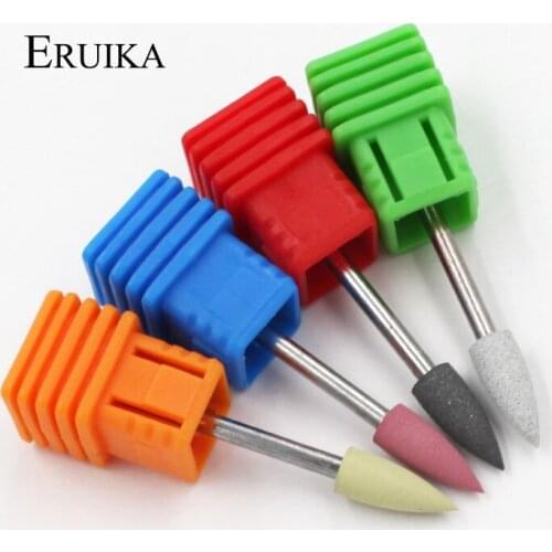 ERUIKA 4PC/set 4*12mm Bullet Head Nail Drills Rubber Silicon Bit Nail Buffer Mills For Manicure Pedicure Cuticle Clean Tools
