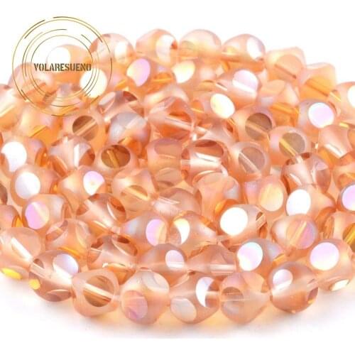 Faceted Round Plated Champagne Gold Crystal Beads Loose Spacer Glass Beads For Jewelry Making Needlework Diy Bracelet 8mm 15