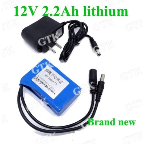 Customize 18650 12V 2.2Ah li-ion 11.1v 2200mah DC plug for LED light strip camera rechargeable lithium battery pack +charger