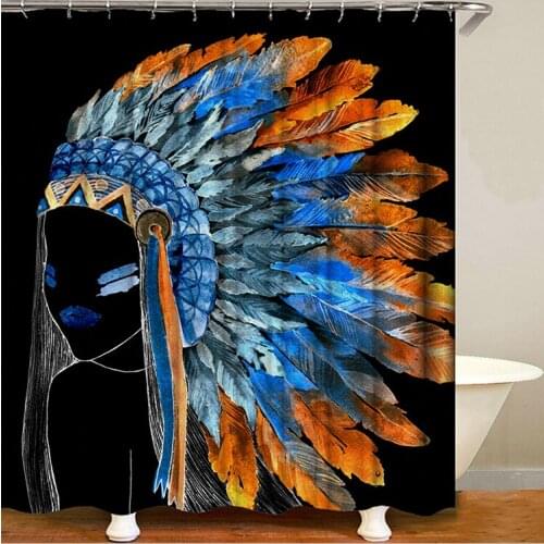 Indian women shower curtain waterproof drop shipping polyester fabric curtain bathroom