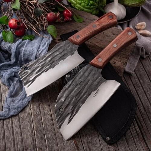 Hand-forged stainless steel kitchen knives cooking knives slicing knives meat cleavers hammered chopping knives