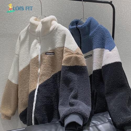 Winter Mens Fashion Lapel Lamb Wool Jacket Coats Winter Thicken Fur Short Coats Casual Parka Jackets Long Fleece Overcoats