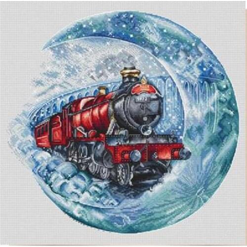 Moon train patterns Counted Cross Stitch 11CT 14CT 18CT DIY Cross Stitch Kits Embroidery Needlework Sets
