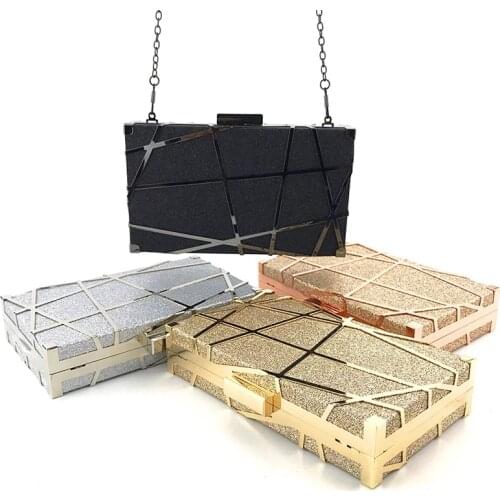 Metal Hollow Clutch Bag Female Gold/Silver Clutch Purse and Handbag Women Bags