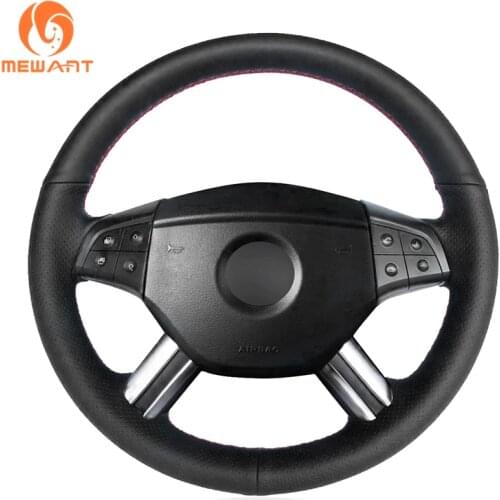 MEWANT Black Artificial Leather Steering Wheel Cover for Mercedes-Benz W164 M-Class ML350 ML500 2005 2006 X164 GL-Class GL450