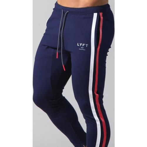 Mens cotton trousers fitness casual stretch pants mens fitness clothing casual navy sports pants jogging pants