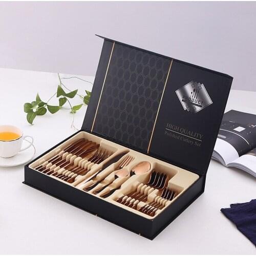 Stainless steel 24 PIECE tableware set 1010 four piece knife, fork and Spoon Set Western tableware gift box customization