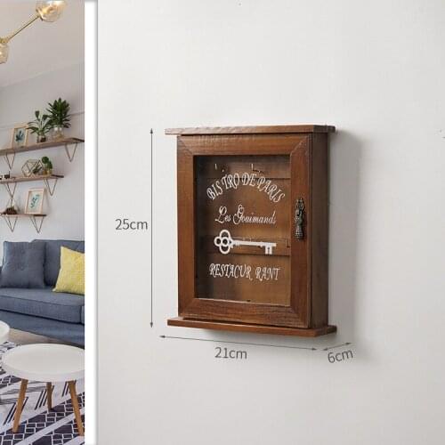 Wall Mounted Shelf Storage Box Key Box Retro Wooden Cabinet Creative Household Sorting Debris Decoration Storage Decoration