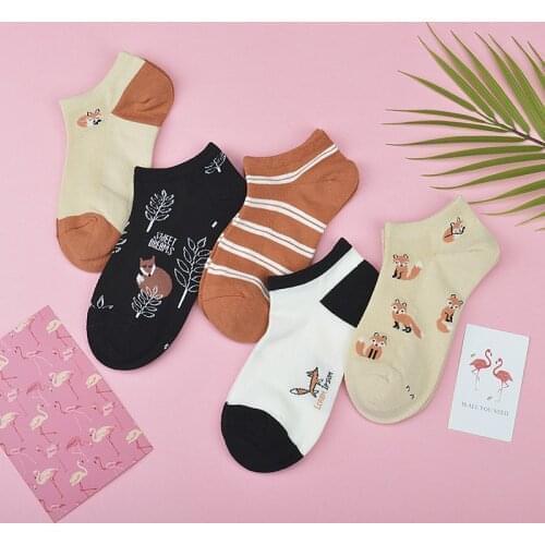 1Pair Cartoon Pattern European Style Summer Mesh Breathable Cotton Boat Ladies Socks Shallow Mouth for Women Cue Sock