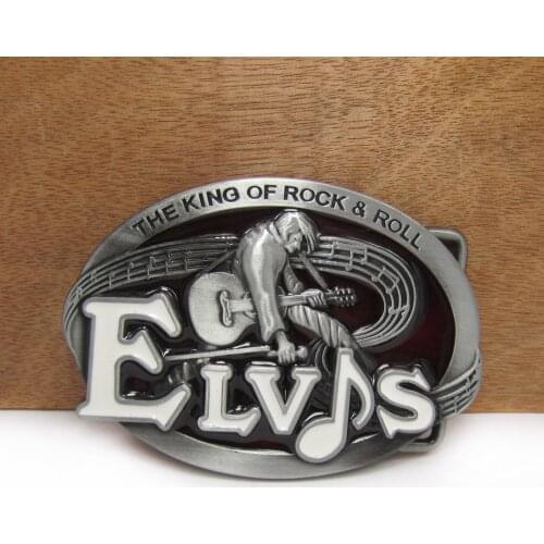BuckleClub wholesale retro the king of rock roll ELVIS music jeans gift cowboy belt buckle FP-02065 with 4cm width loop
