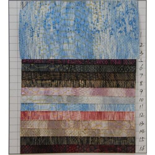 Factory wholesale artificial PVC leather fabric pearlescent snake texture bronzing serpentine faux leather fabric material