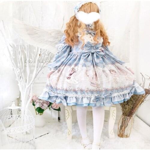 Princess tea party sweet lolita dress vintage lace bowknot high waist victorian dress kawaii girl gothic lolita op loli cosplay