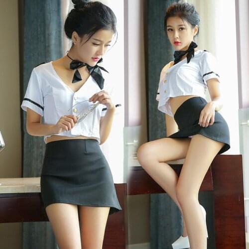 Sexy Stewardess Uniforms Extremely Temptation Nightclub Short Skirt OL Professional Wear Plus Size Womens Sexy Lingerie