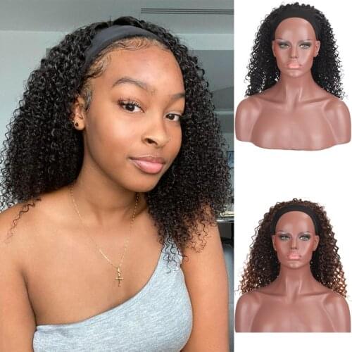 XUANGUANG Synthetic African Style Curly Hair 50cm Wig Deep Wave Natural Color Brazilian Hair Full Machine Wig Black Female Wig