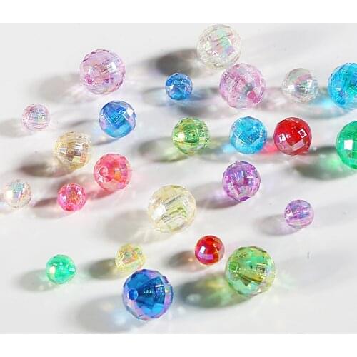 Random Color AB Rainbow Beads section Cut Transparent Acrylic Surface Accessory Beads For DIY Jewelry Making Handmade