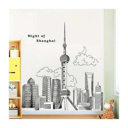 Modern Building Nordic Style Poster Wall Sticker Room Decoration Wall art poster black and white living room decoration Wall Art