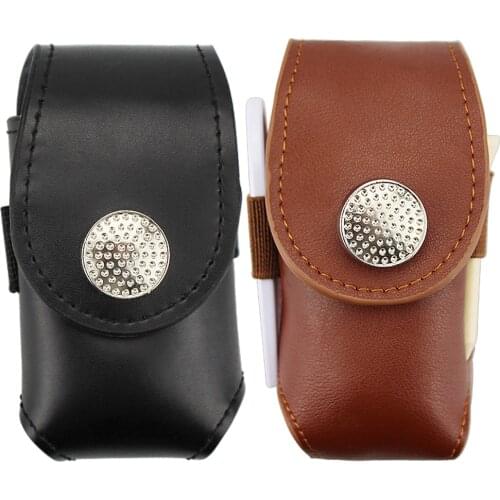 Golf Ball Bag Mini Portable Leather Clip On Golf Ball Holder Pouch Bag Hold 2 Ball Golfer Aid Tool Gift Black
