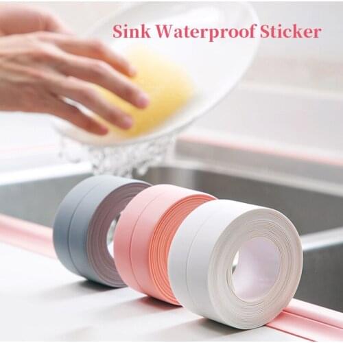 3.2mx22mm Bathroom Shower Sink Bath Sealing Strip Tape White PVC Self adhesive Waterproof Wall Sticker for Bathroom Kitchen Deco
