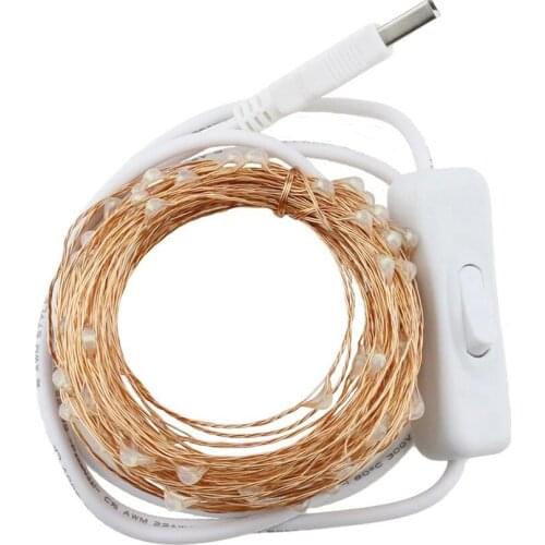 10M 100leds Waterproof USB Copper Wire LED string lights with on/off Switch Holiday Outdoor Fairy Lights For Christmas Party