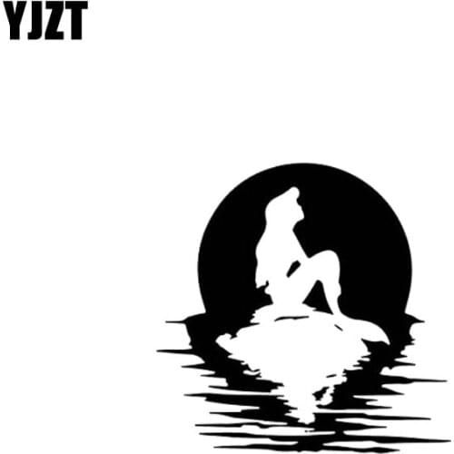 YJZT 11.6*10.7CM Homesick Lonely Mermaid Girl Black/Silver Vinyl Decal Car Sticker Fantastic Popular Fashion Style C20-0441