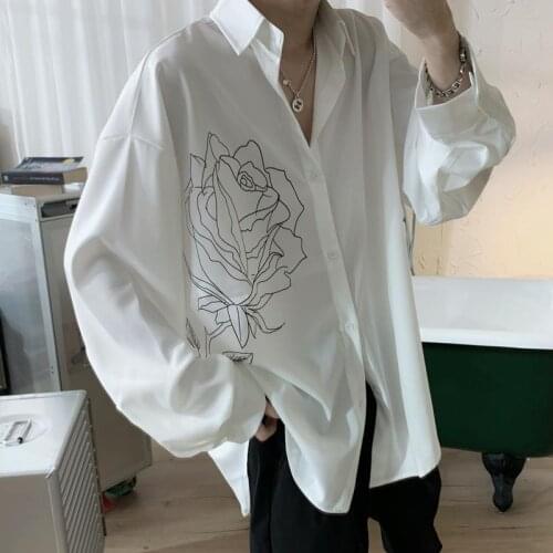 New Arrival Vintage Flower Print Women Blouses Korean Streetwear Long Sleeve Turn-Down Collar Shirts Harajuku
