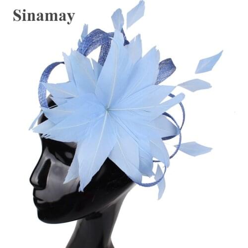 Fashion Fancy Feather Flower Fascinator Hat Women Elegant Bridal Headwear Hair Clips Accessories Ladies Female Chapeau Headband