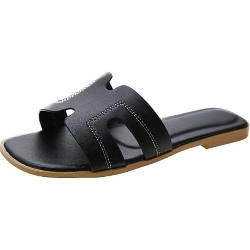 2020 Slipper Womens Summer New Style Flat Sandals Ladies Solid Fashion Non-slip Footwear Autumn Shoes Breathable 35-40
