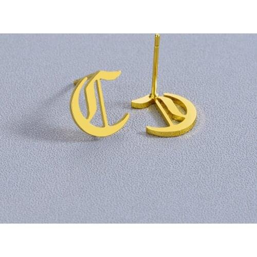 Cxwind Fashion Letter Ear Studs Earrings Stainlesss Steel Geometric Pattern Design Initial Charm Studs for Woman Jewelry Brincos