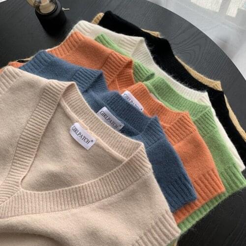 V-neck Sleeveless Sweater Vests Women 2020 Autumn Soft Cashmere I-shaped Outerwear Cropped Sweaters Wool Knitted Vest Tops Short