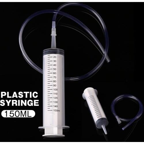1pc Measuring Syringe Plastic Syring150ml Glue Ink Syringe Reusable Large Hydroponics Nutrient Measuring & 70cm Tube
