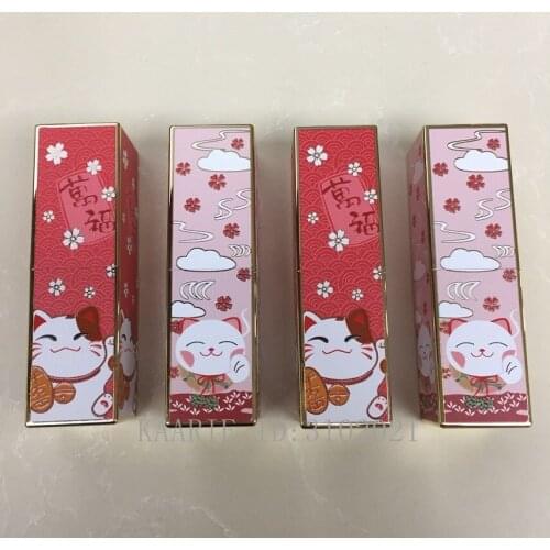 12.1mm 10/20/30pcs Red/Pink Lucky Cat 3D Square Magnetic Buckle Empty Lipstick Tube Cosmetic Refillable Container Lipstick Shell