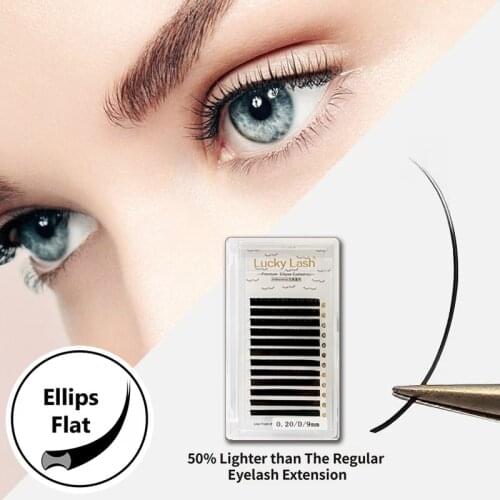 Lucky Lash Matte 8-15 Mix Ellipse Flat Split Tips Eyelash Extension Custom Cashmere Individual False Eyelashes Flat Lashes