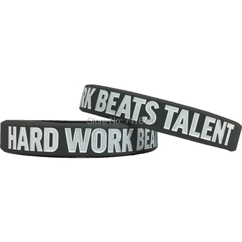 200PCS HARD WORK BEATS TALENT wristband silicone bracelets free shipping by FEDEX