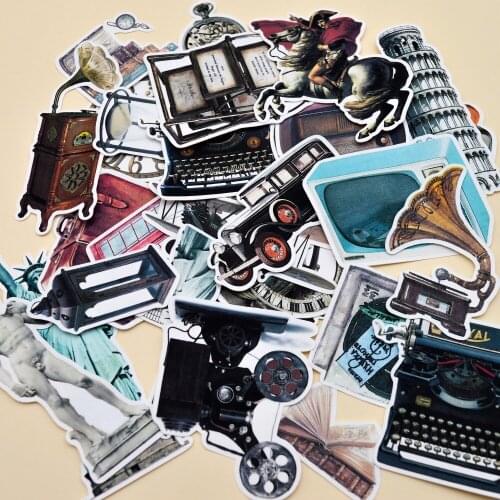 27pcs Retro Black and white Ancient objects jalopy phonograph stickers Notebook/ hand book Diary Sticker scrapbook Cool