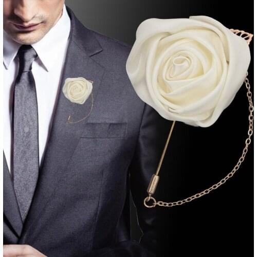 5Pieces/Lot Wedding Groom Groomsman Boutonniere Party Prom Best Man Corsage Handmade Ribbon Rose Buttonhole Brooch Flower
