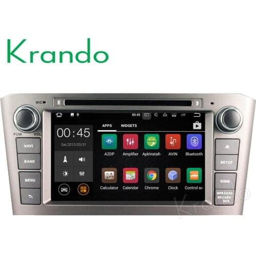 Krando 8" Android 9.0 car radio audio multimedia system for toyota avensis 2003-2007 gps navigation entertainment playstort OBD2