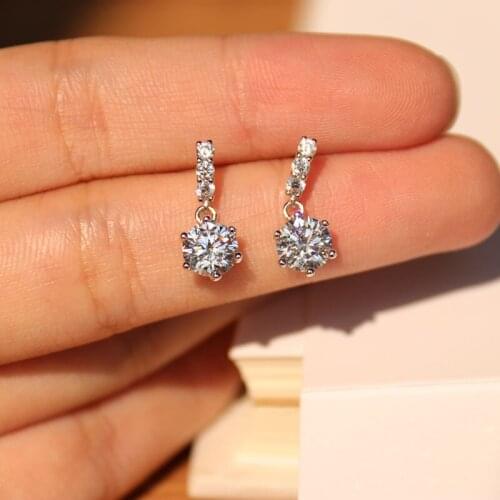 Charm Crystal White Zircon Stone Earrings Cute Female Small Round Stud Earrings 100% Real 925 Sterling Silver Earrings For Women