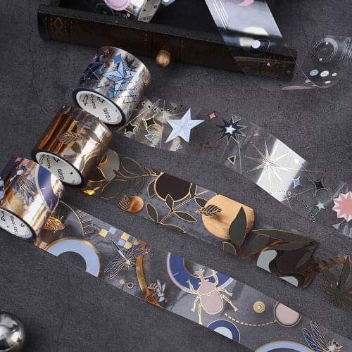 Gold Stamping PET Masking Tape 1 Roll/pc 30mmx5m Decorative Washi Tape DIY Planner Diary Album Stickers Tapes Stationery