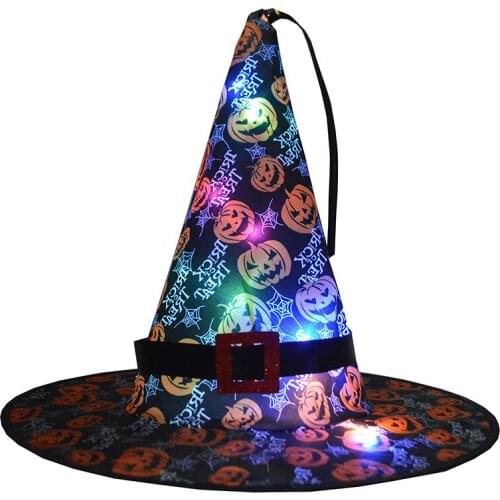 1pcs Women Men Children Halloween Pumpkin Witch Hat String Lights Decorations Lighting Modes Halloween Decor for Outdoor Yard