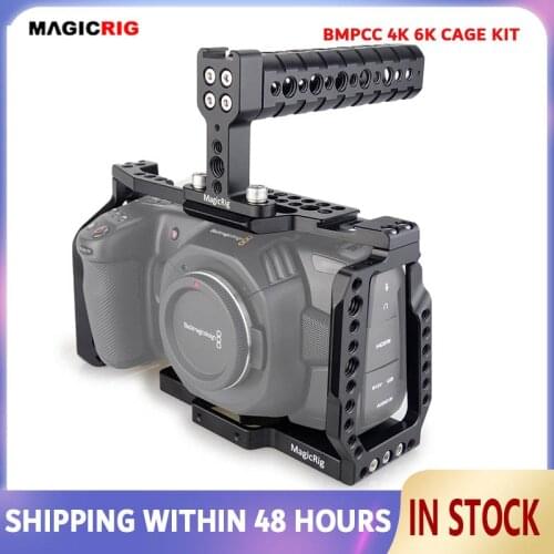 MAGICRIG Camera Cage with Top Handle for Blackmagic Pocket Cinema Camera BMPCC 4K&6K to Mount Microphone Monitor Flash Light